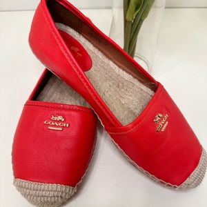 Poppy Red Coach slip on drivers summer shoes boat shoes